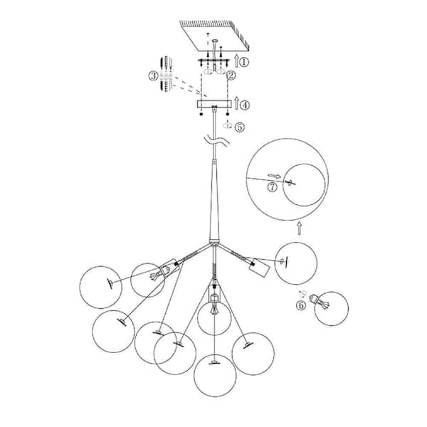 Y'INSP 6-Light White Unique Glass Bubble Chandelier with bulbs PTR