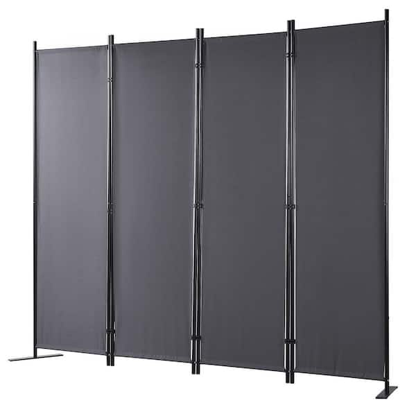 Room Divider, 67.9 in. Room Dividers and Folding Privacy Screens (4-Panel), Fabric Partition for Office, Bedroom, Grey
