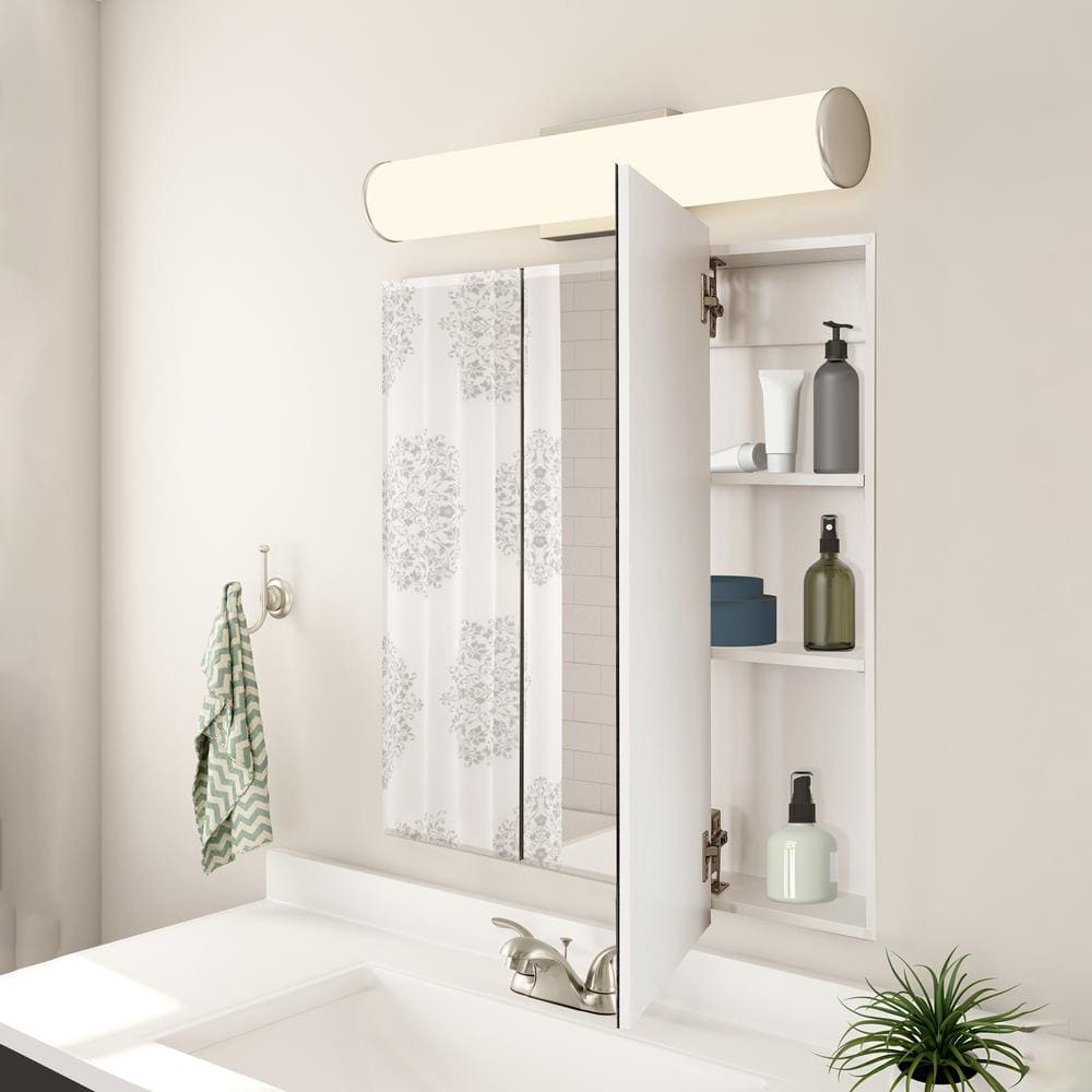 Cyprus 24-Inch White Wood Medicine Cabinet with Mirror