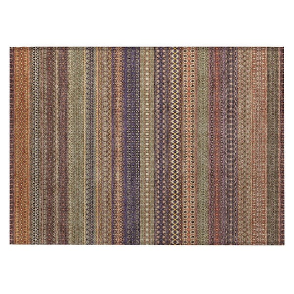 Orange 2 ft. x 3 ft. Woven Striped Polyester Rectangle Indoor/Outdoor Area Rug