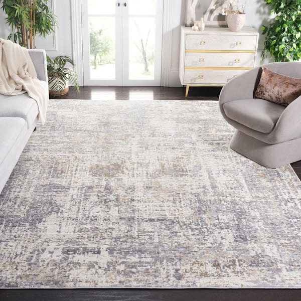 Shivan 10 ft. x 14 ft. Ivory/Gray Distressed Marle Area Rug