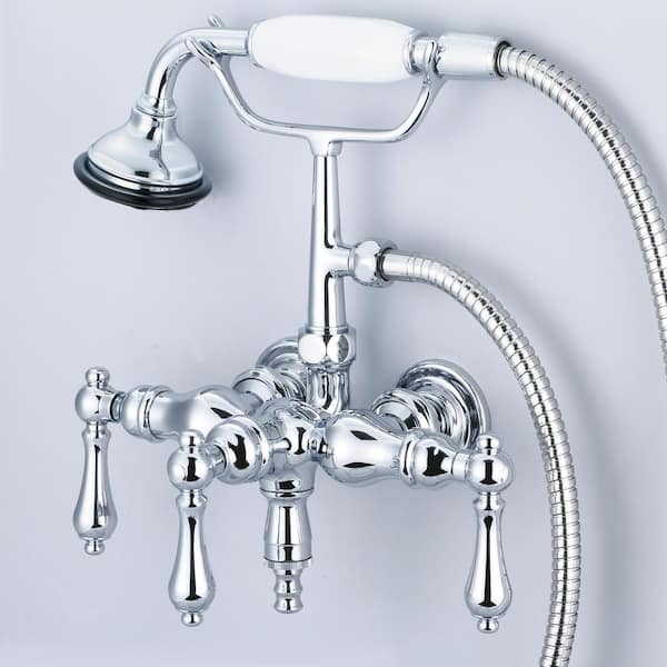 Water Creation 3-Handle Vintage Claw Foot Tub Faucet with Hand Shower and Lever Handles in Triple Plated Chrome