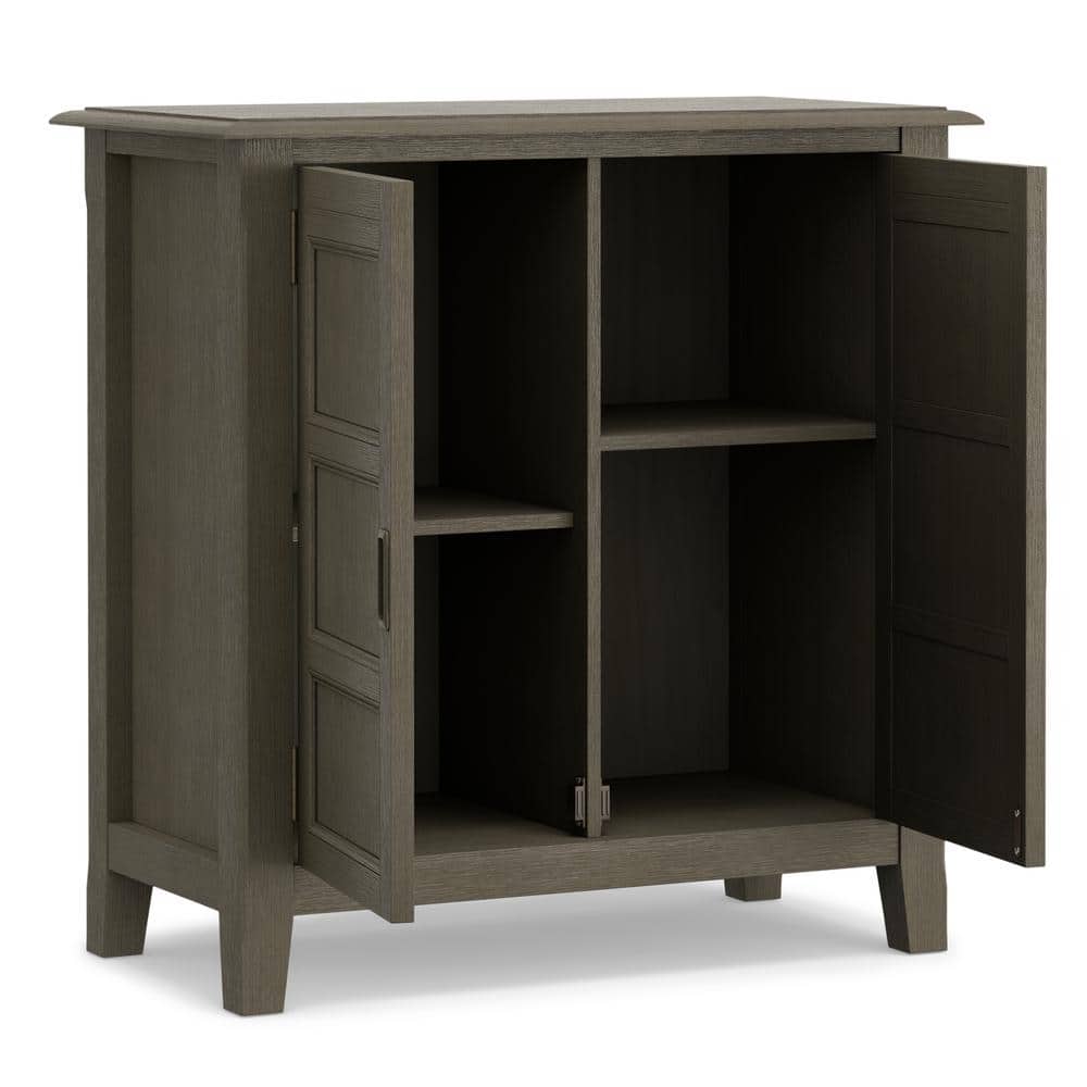 Farmhouse Grey Solid Pine Freestanding Office Cabinet with Adjustable Shelving