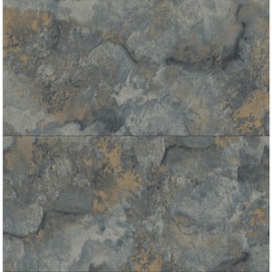 Aria Blue Marbled Tile Textured Non-Pasted Non-Woven Wallpaper Sample