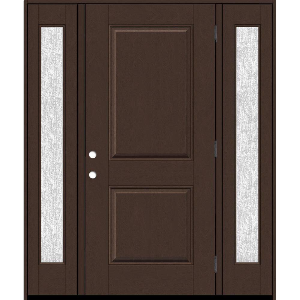 Regency 64 in. x 80 in. 2P Squaretop LHOS Chestnut Stain Mahogany Fiberglass Prehung Front Door w/Rain 12 in. SLs 6-9/16 price history on PriceWatchPro