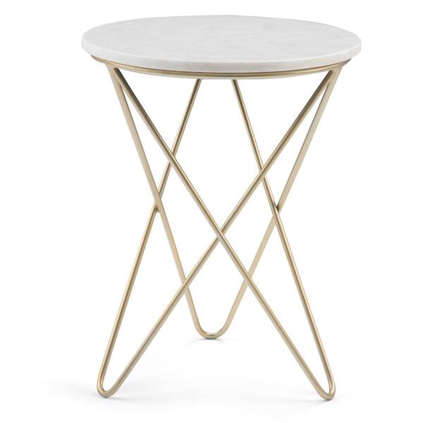 Wide Metal Accent Side Table, Gold Accent Side Table White