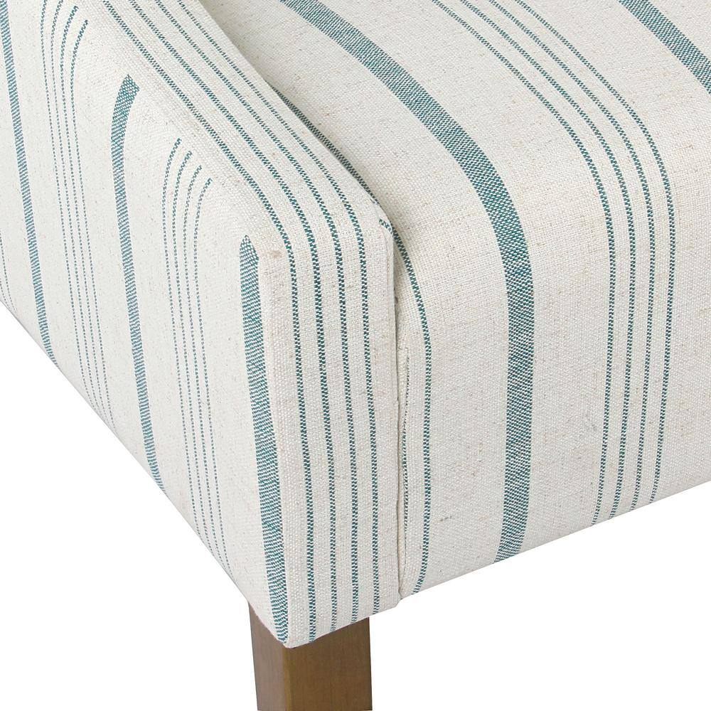 Calypso Blue Striped Modern Swoop Accent Armchair