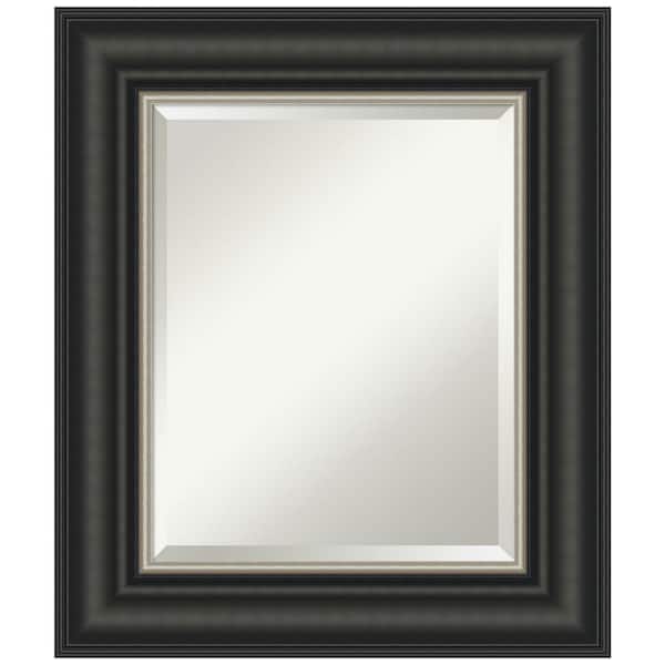 Amanti Art Ballroom Black Silver 23.5 in. x 27.5 in. Beveled Modern Rectangle Framed Bathroom Wall Mirror in Black