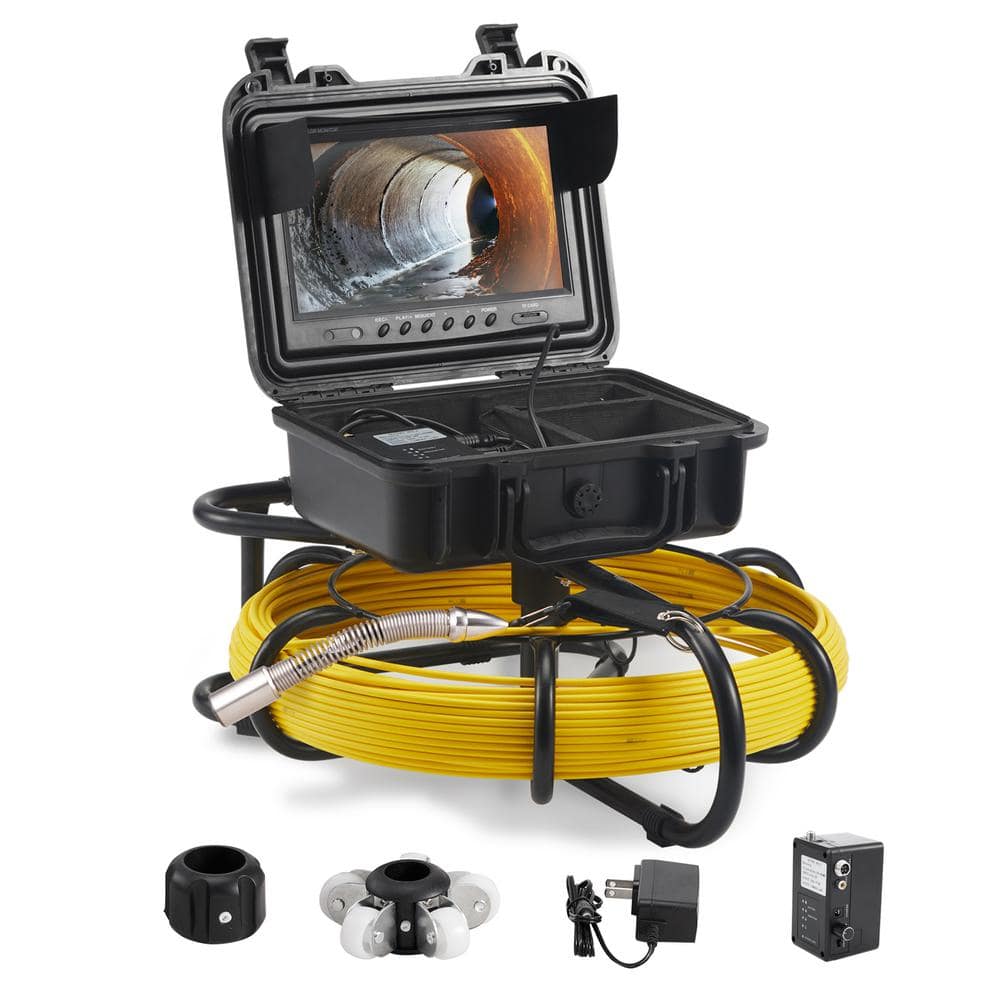 VEVOR Sewer Pipe Camera 9in. Screen Pipeline Inspection Camera 230 ft. IP68 with DVR Function,12 LED Light for Duct Drain Pipe