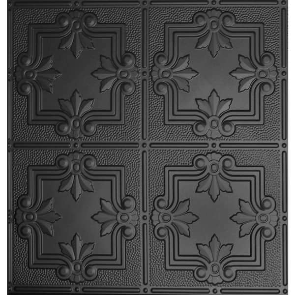 Global Specialty Products Dimensions 2 ft. x 2 ft. Matte Black Tin Ceiling Tile for Refacing in T-Grid Systems
