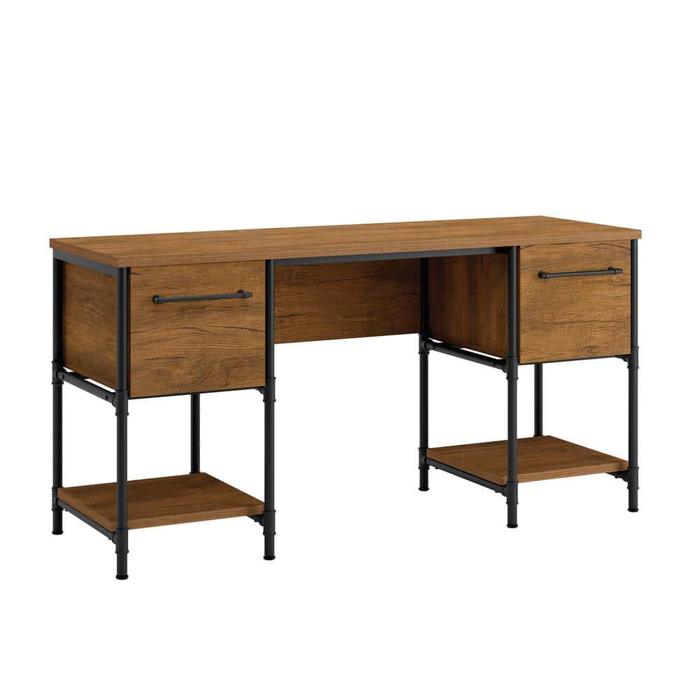 UPC 042666064316 product image for Iron City 59.055 in. W Checked Oak Desk with File Storage | upcitemdb.com
