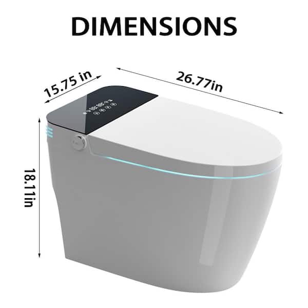 Auto Open/Close Cover Elongated Smart Bidet Toilet 1.28 GPF in White with Foot Sensor, Heated Seat, Warm Water Flushing