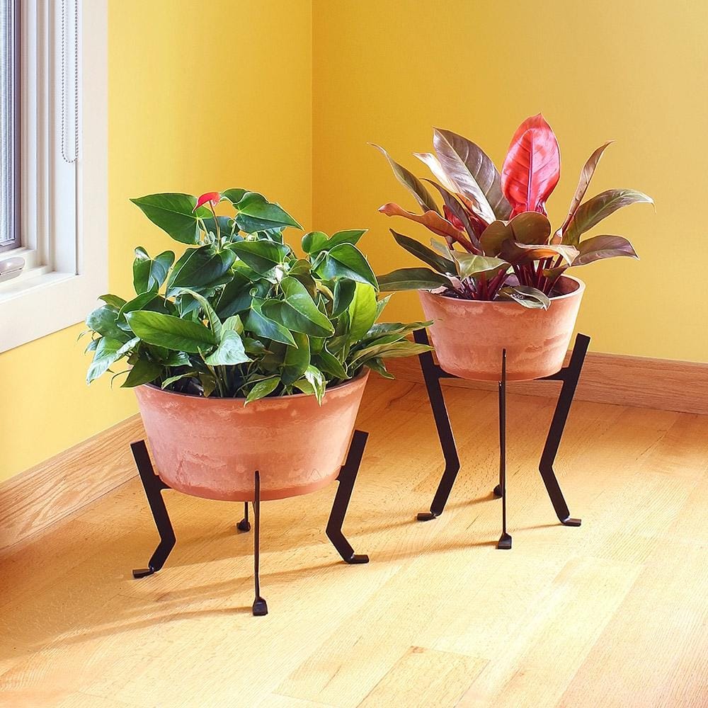 Rustic Terra Cotta and Black Iron Planter Stand