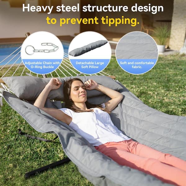 GYROOR 2 ft. Double Hammock with Stand for Outdoor, 2-Person