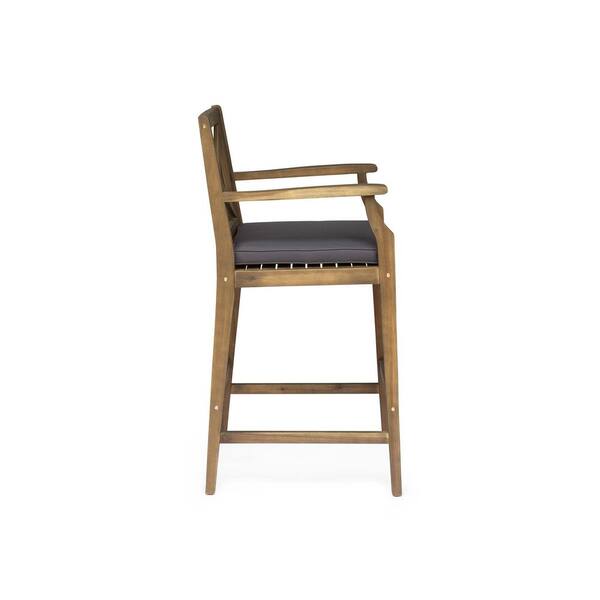 Brown Acacia Wood Outdoor Dining Chair, Patio Barstools with Water