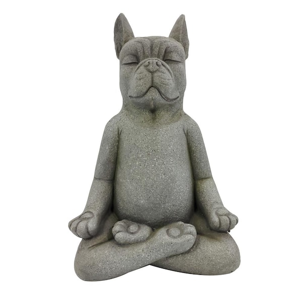 Unbranded 16 in. Cream Polyresin Yoga Bulldog