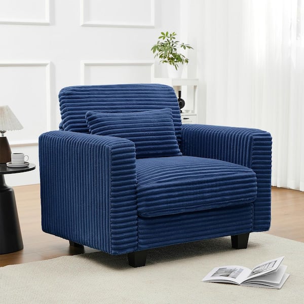 JEAREY Corduroy Navy Oversized Sofa Accent Chair with Large Seat