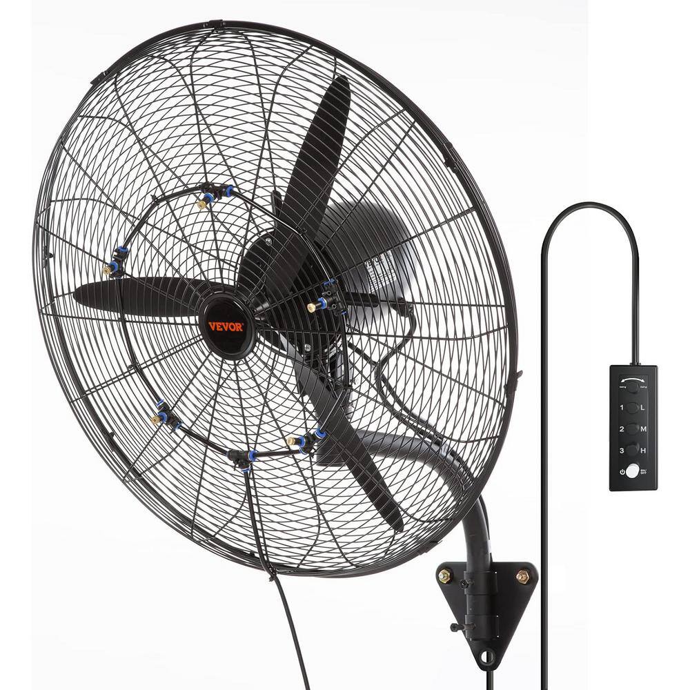 Aoibox 24 Inch 3 Speed Wall Mounted Misting Fan In Black With 7000 CFM   Black Aoibox Wall Mounted Fans Snsa05 1in021 64 1000 