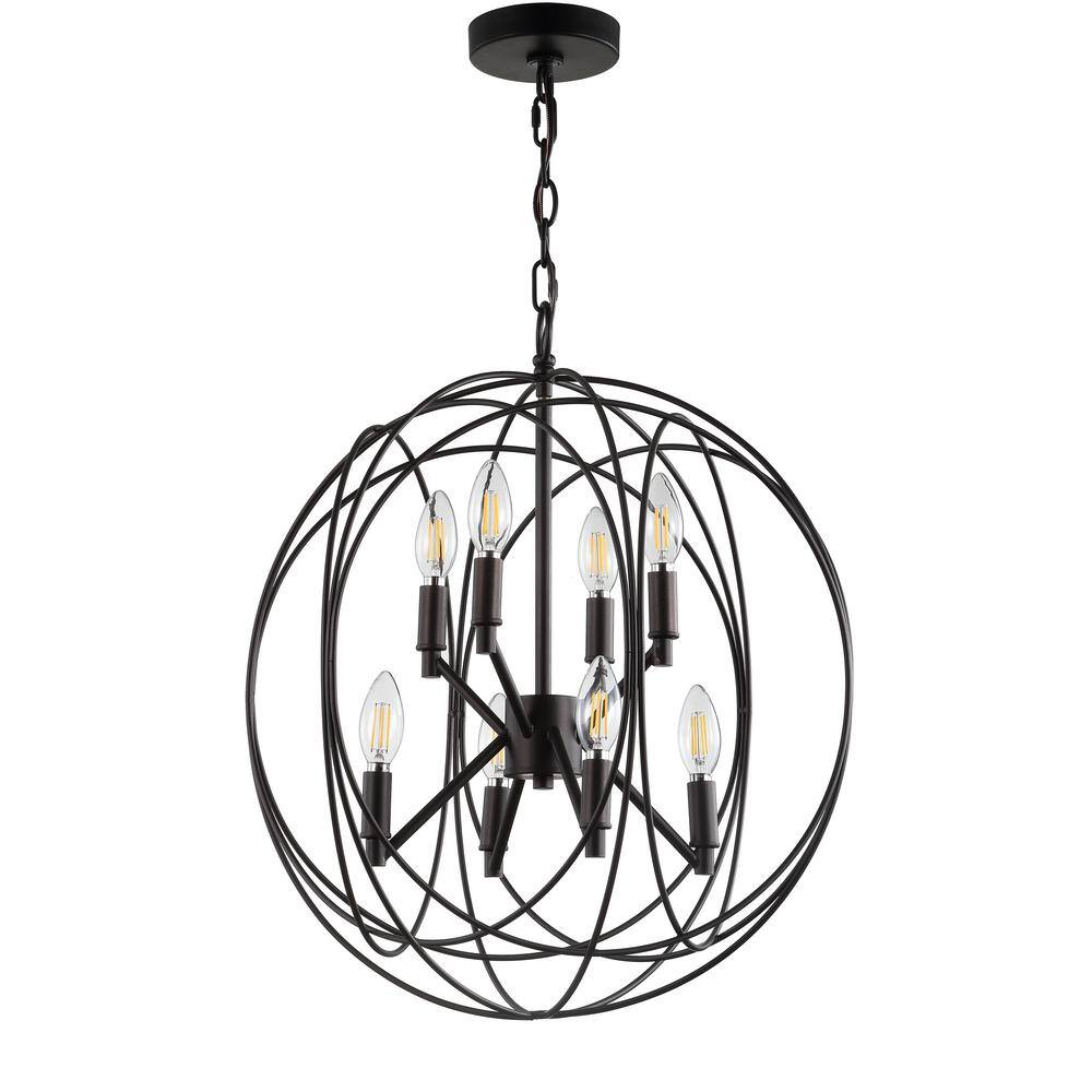 Contemporary Gray Iron-Finished 8-Arm Globe Pendant