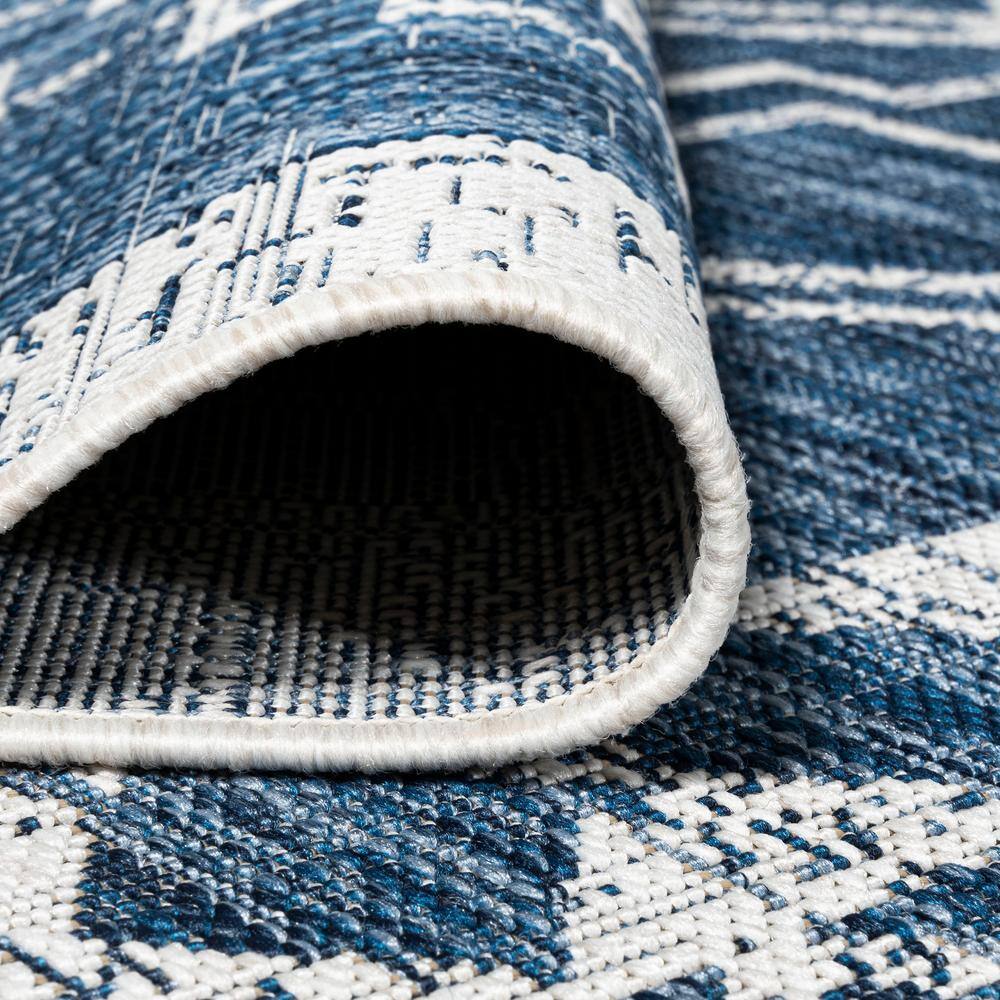 Marokko Diamond Tribal Medallion 3x5 Blue/Ivory Synthetic Rug