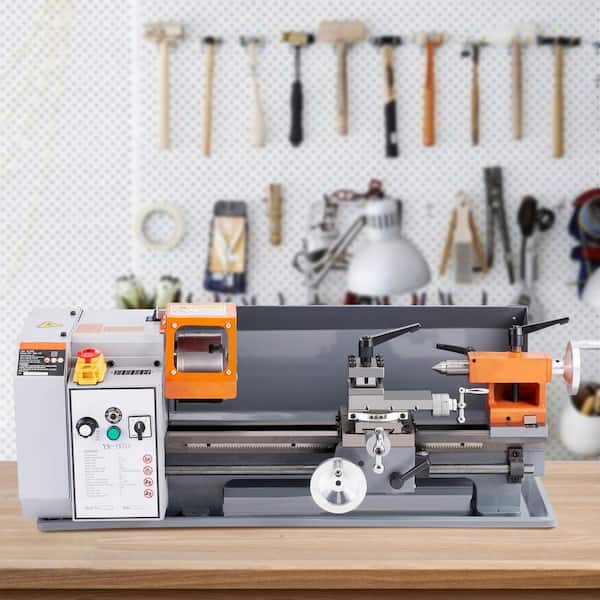7 in. x 13.78 in. Benchtop Metal Lathe, 0-2200 RPM Variable Speed, 500 W Motor, Metal Gears, Includes Toolbox
