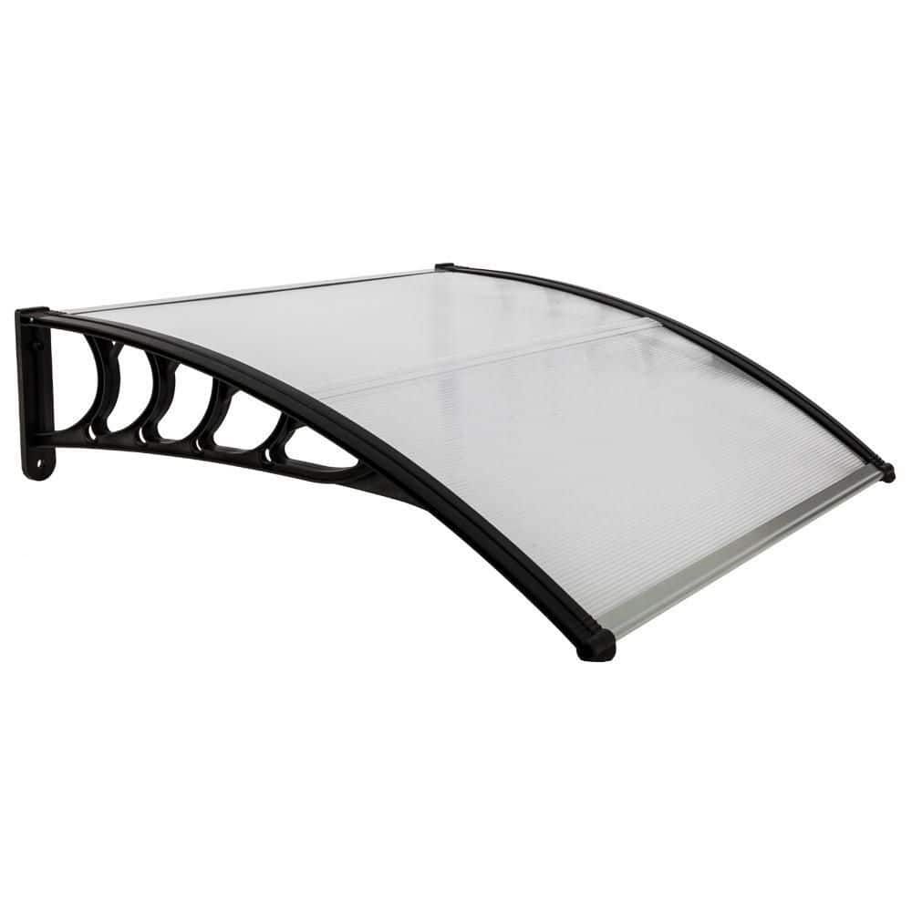 3.3 ft. x 2.9 ft. Gray Back Door Canopy Polycarbonate Window Door Awning Ou