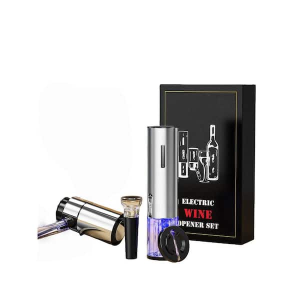 Rechargeable Electric Wine Gift Set Include Automatic Aerator, Vacuum Stoppers, Foil Cutter and Bottle Opener