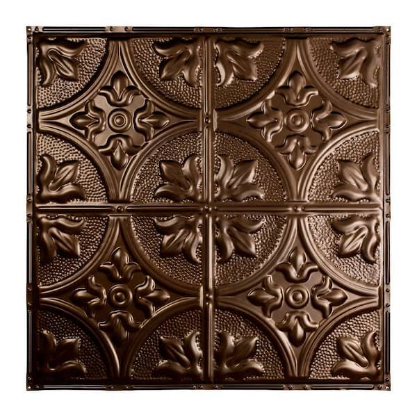 Great Lakes Tin Jamestown 2 ft. x 2 ft. Nail Up Metal Ceiling Tile in Bronze Burst (Case of 5)