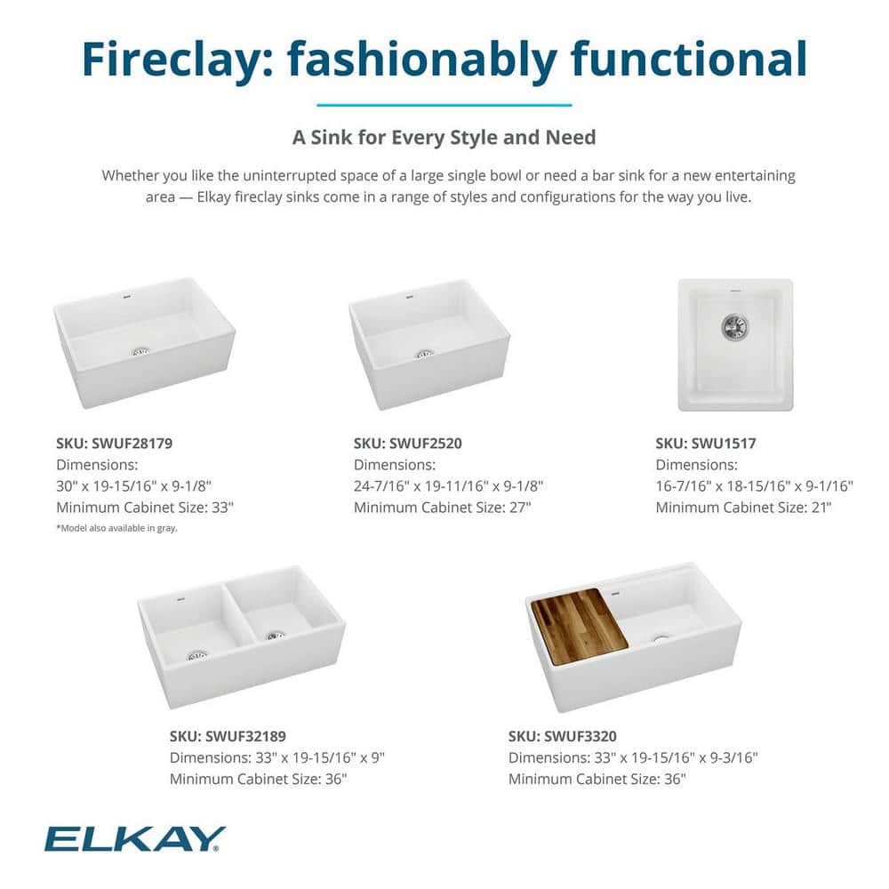 Matte Gray Fireclay Farmhouse Drop-in Single Bowl Sink
