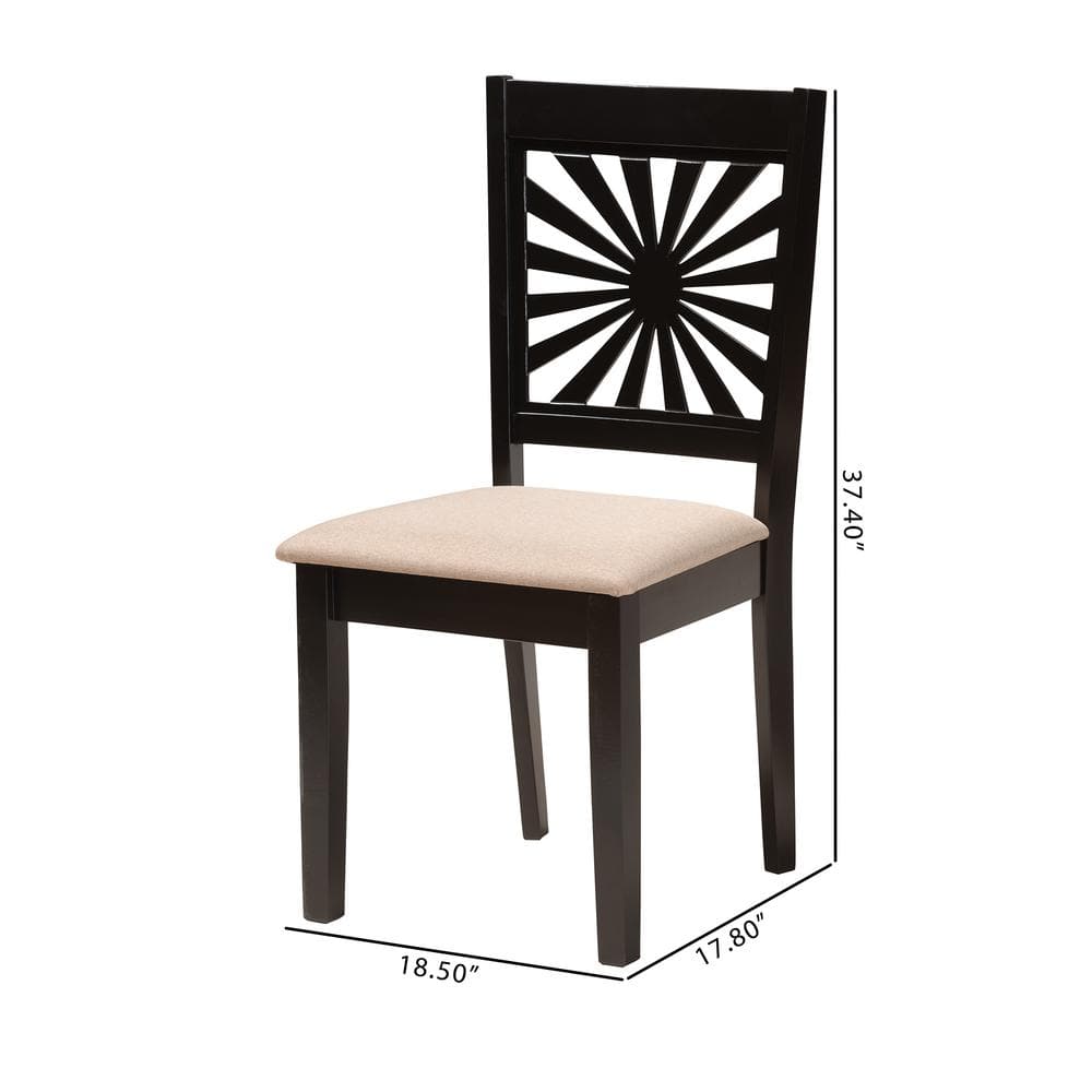 Olympia Beige and Espresso Brown Upholstered Wood Dining Chair Set