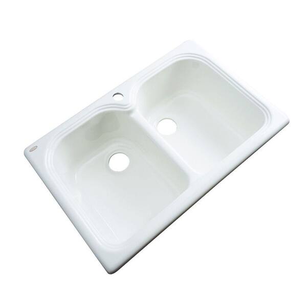 Thermocast Hartford Drop-In Acrylic 33 in. 1-Hole Double Bowl Kitchen Sink in White
