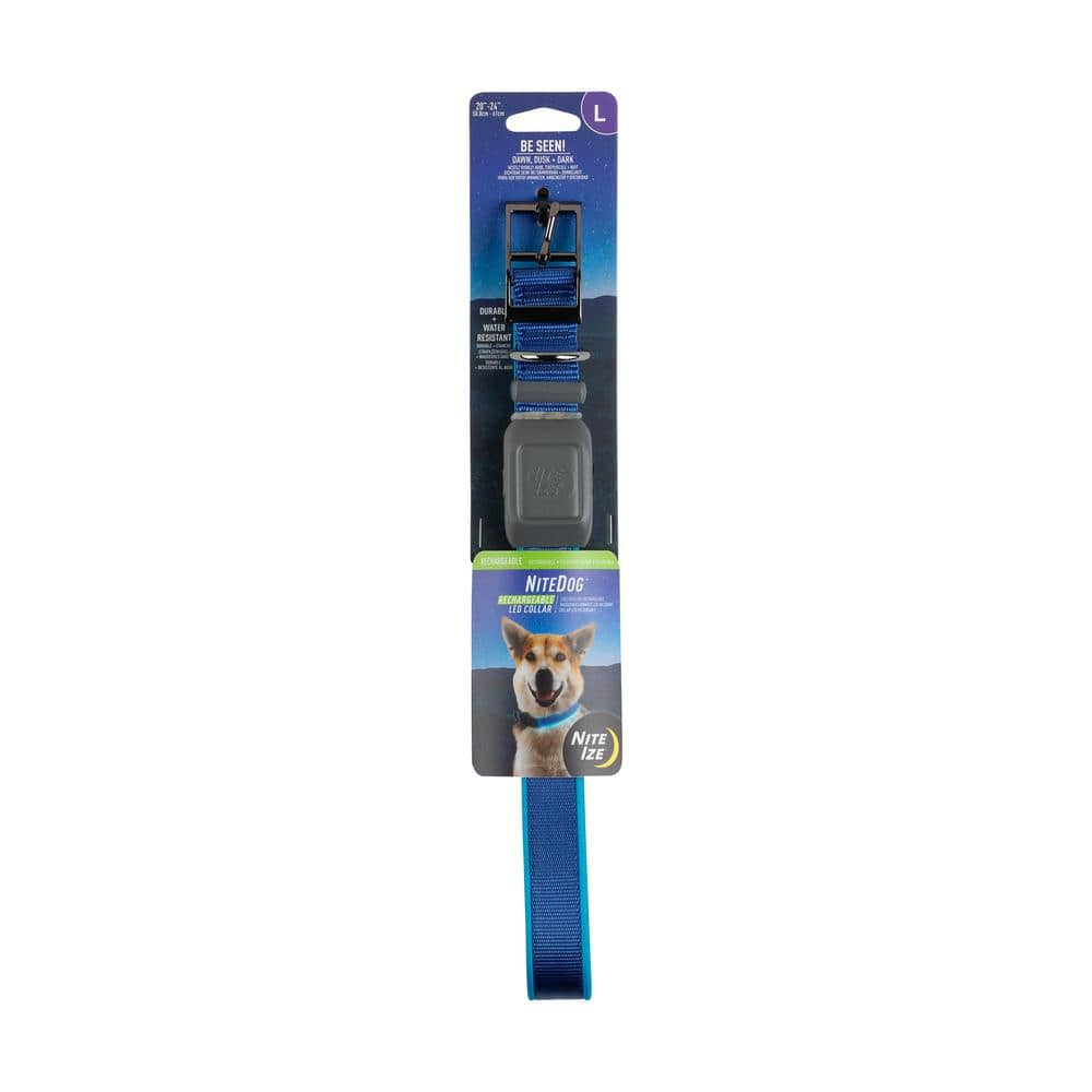 Nite Ize NiteDog - L - Blue/Blue Rechargeable LED Collar NDCRL-03-R3 ...