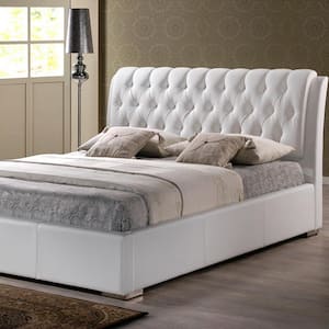 Bianca Transitional White Faux Leather Upholstered Full Size Bed
