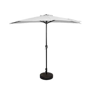 Fiji 9 ft. Market Half Patio Umbrella with Bronze Round Base in White