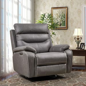 Grana Motorized 240° Swivel Rocking Recliner Chair, Gray