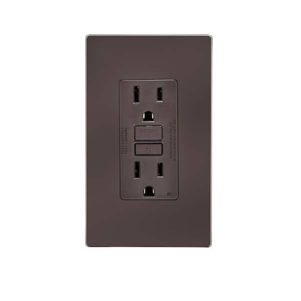 15 Amp Self-Test SmartlockPro Slim Duplex GFCI Outlet, Brown GFNT1