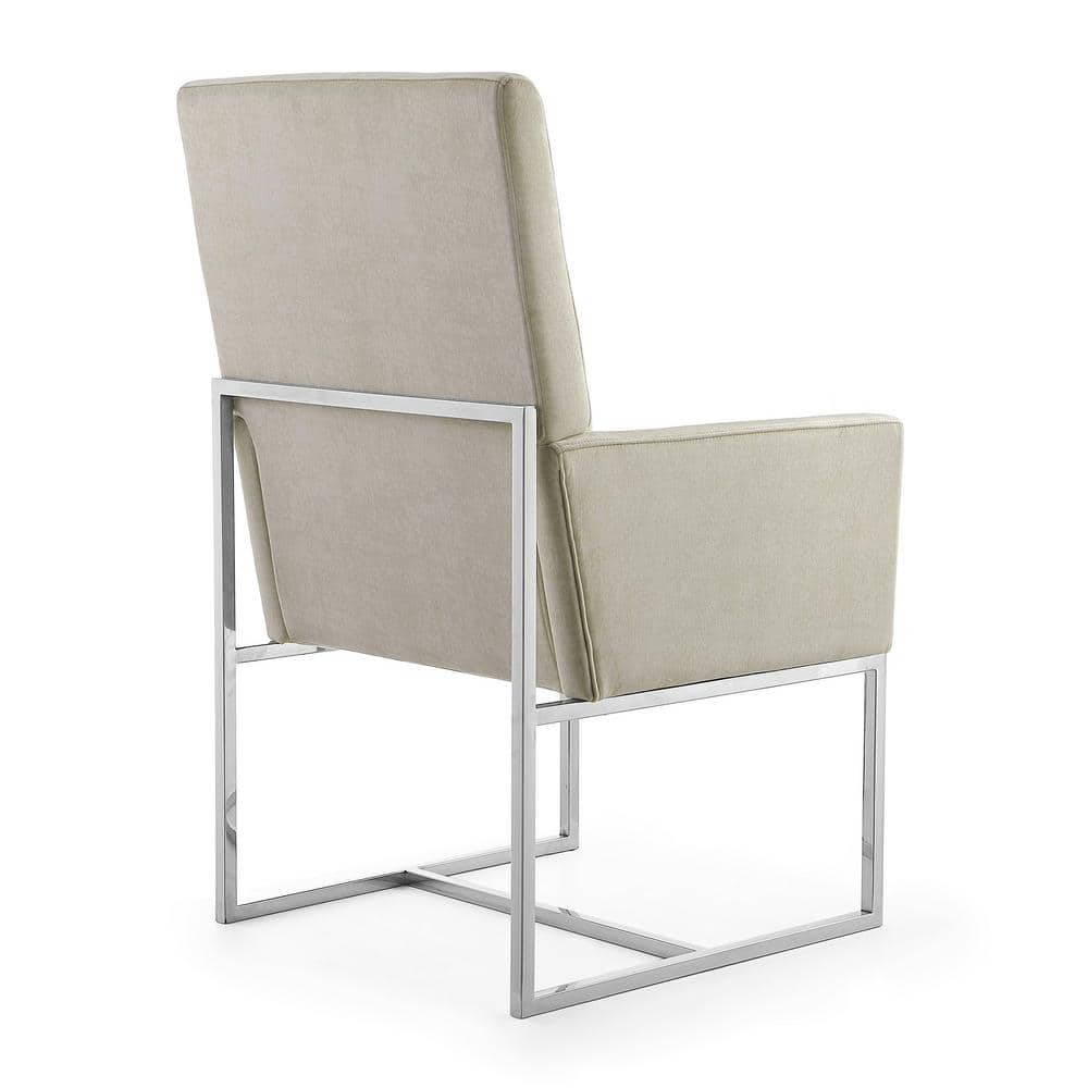 Element High-Back Champagne Velvet Upholstered Arm Chair