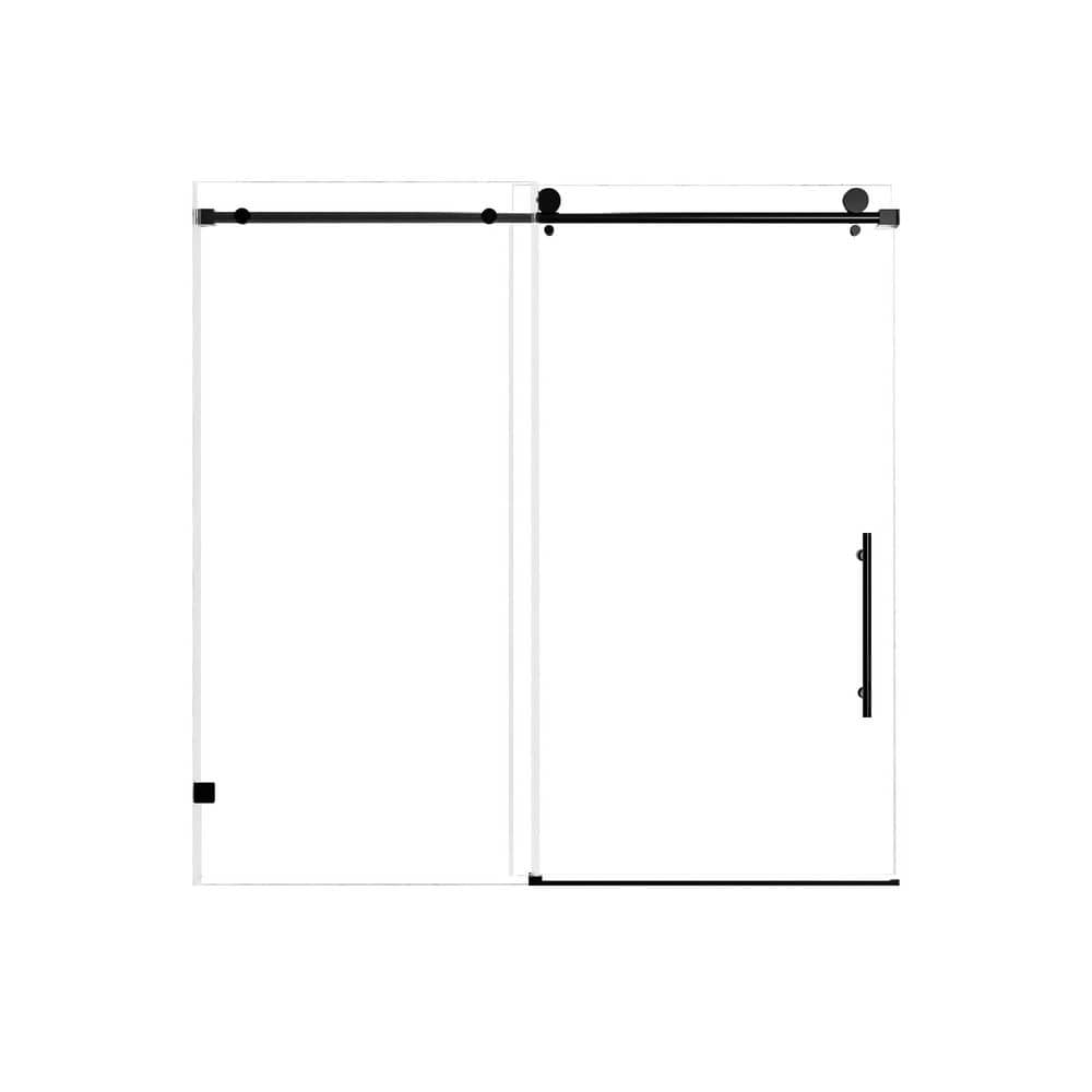 Vitrina 60 in. W x 60 in. H Single Sliding Frameless Shower Door in Matte Black Finish with Tempered Glass price history on PriceWatchPro