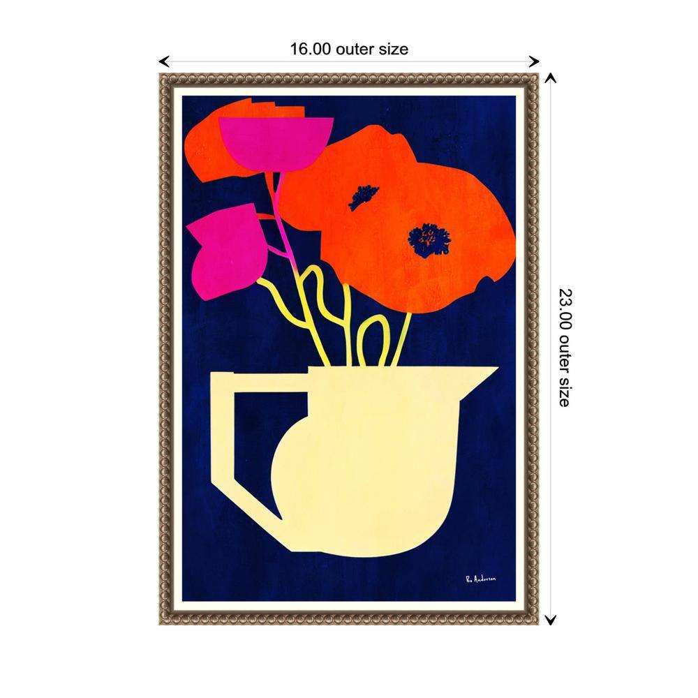 Bright and Sunny Poppies Abstract Canvas Print with Bronze Frame