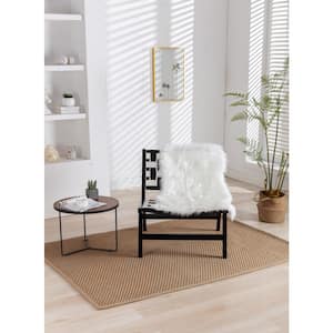 Wood Outdoor Solid Black White Frame Chair with Wool Carpet