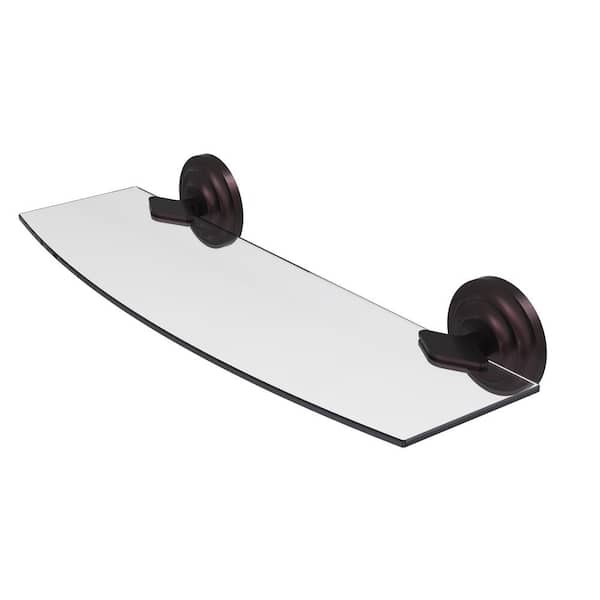 Allied Brass Que New 18 in. L x 3 in. H x 5 in. W Clear Glass Bathroom Shelf in Antique Bronze