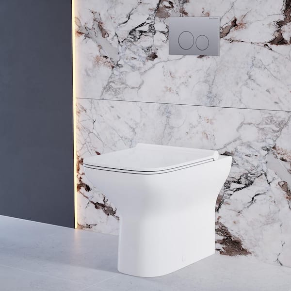 Swiss Madison Carre Square Back to Wall Toilet Bowl Only Bundle in Glossy White