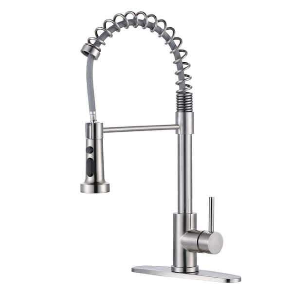 IVIGA Single Handle Pull Down Sprayer Kitchen Faucet in Brushed Nickel