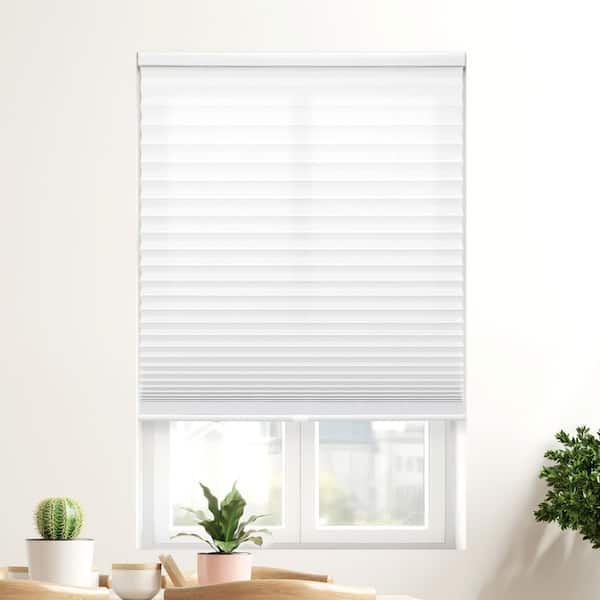 EZ Stick No Drill No Tool White Cordless Light Filtering Polyester Pleated Shades - 41 in. W x 42 in. L