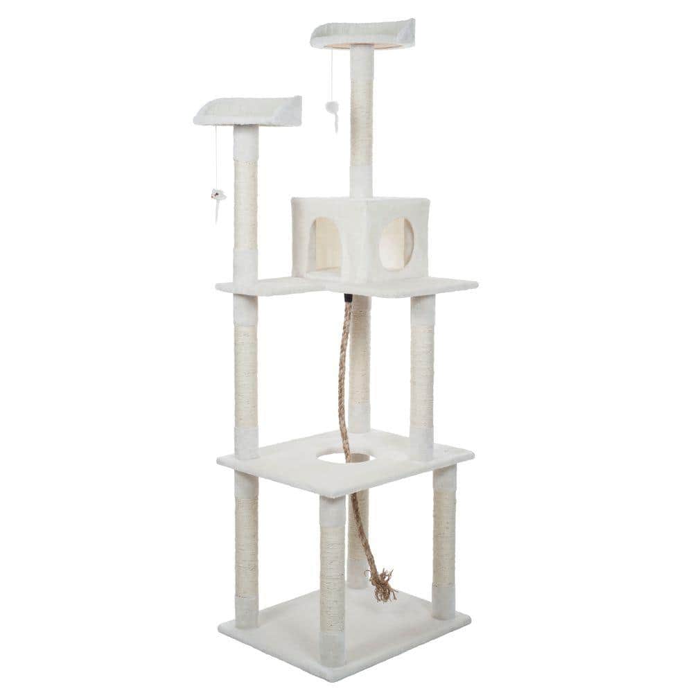 Ivory 6-Foot Cat Tree with Sisal Rope Scratching Posts