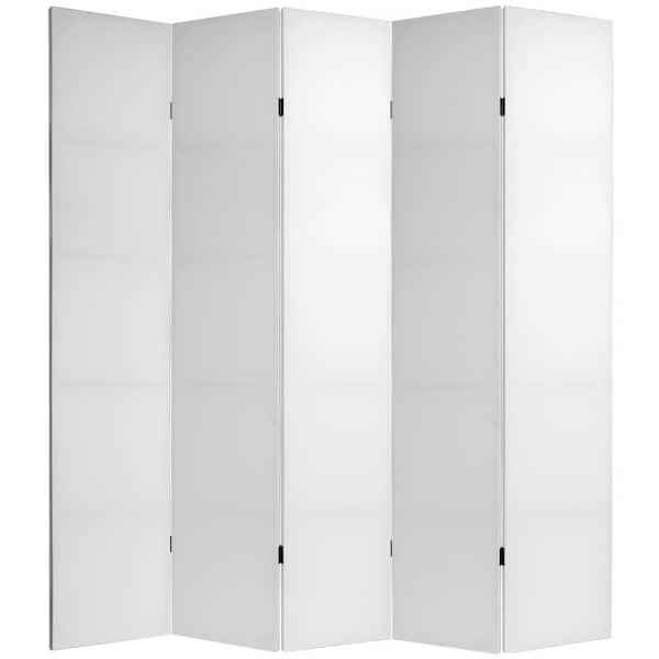 Oriental Furniture 7 ft. White Do It Yourself Canvas 5-Panel Room Divider