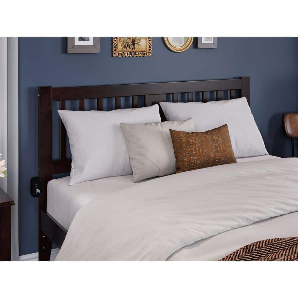 Tahoe Espresso Queen Wood Platform Bed with Storage Drawer
