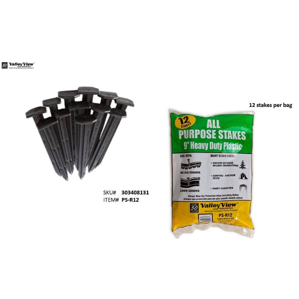 Black Heavy Duty Polypropylene Garden Stakes Set of 12