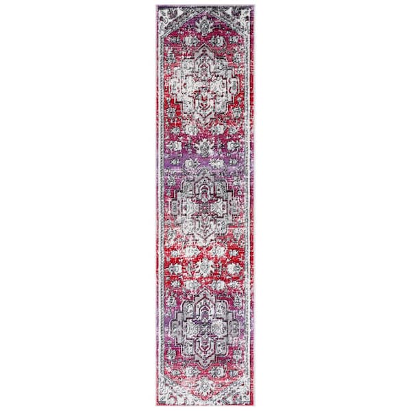 Skyler 2 ft. x 8 ft. Red/Ivory Ornate Overdyed Runner Rug