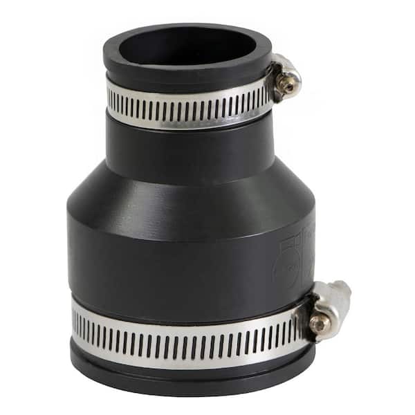 PLUMBFLEX 3 in. x 2 in. PVC Flexible Reducing Coupling with Stainless Steel Clamps